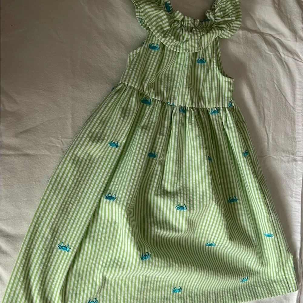 Little girls green and white sleeveless dress - Picture 8 of 8